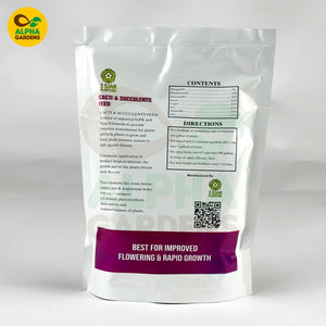 Alpha Gardens cacti and succulents feed package on a white background