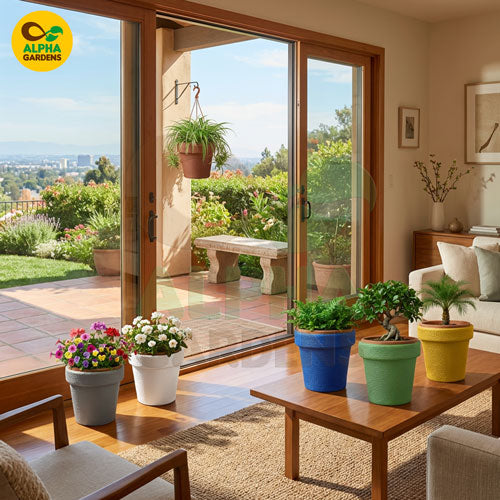 living-room-with-a-view-of-a-garden-through-a-glass-door-featuring-potted-plants-on-a-table