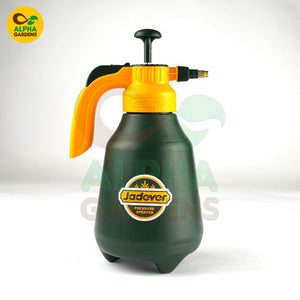 Green pressure sprayer with yellow nozzle 