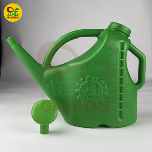 Green watering can with Alpha Gardens 