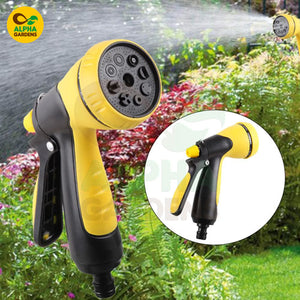 Yellow and black garden hose nozzle 
