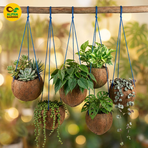 hanging-plant-in-a-coconut-shell-pot