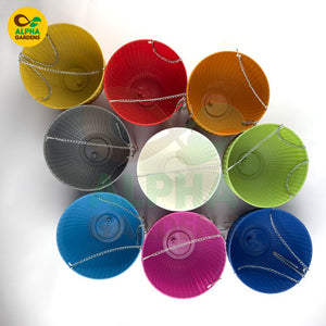 Colorful hanging planters 