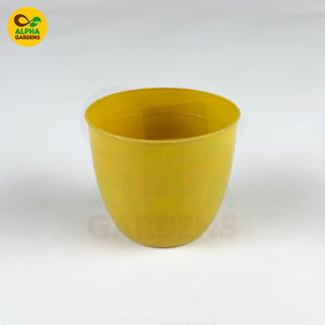 Round Plastic Planter Pots Yellow 