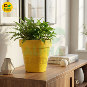 Textured Premium Plastic Planter Pot Yellow for Indoor Plants