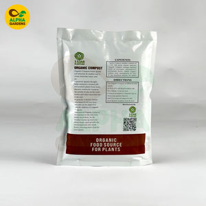 Alpha Gardens organic compost package on a white background