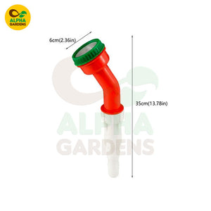 Garden hose connector with dimensions labeled