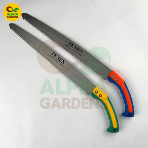 Two pruning saws with colorful handles 