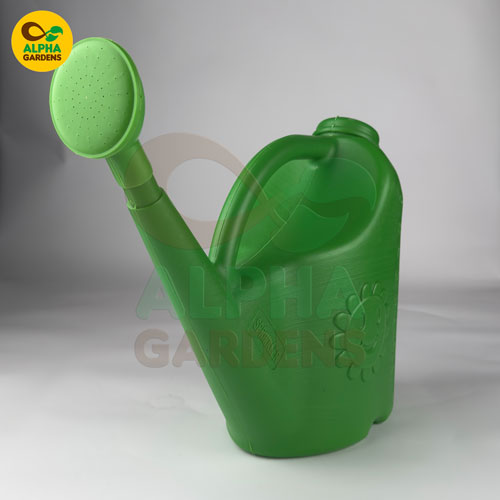 green-watering-can-with-alpha-gardens-logo-on-a-gray-background