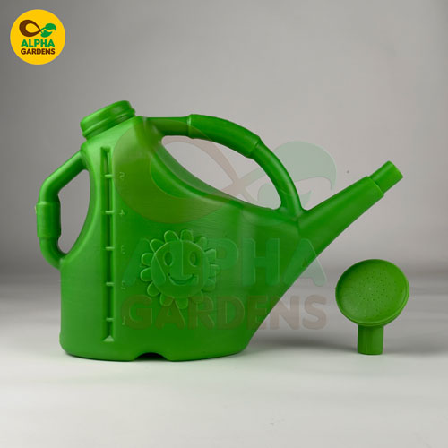 green-watering-can-with-alpha-gardens-logo-on-a-gray-background